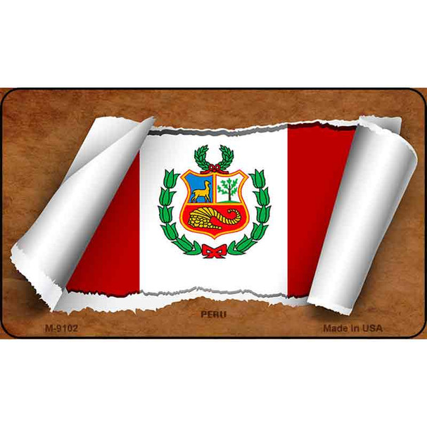 Peru Flag Scroll Wholesale Novelty Metal Magnet