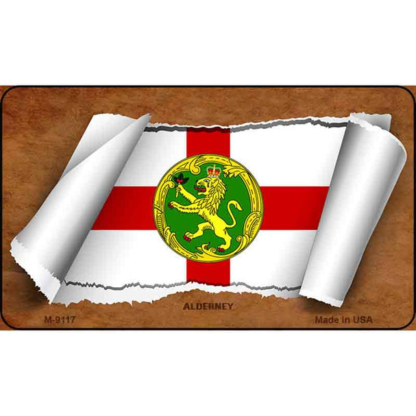 Alderney Flag Scroll Wholesale Novelty Metal Magnet