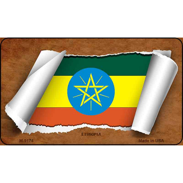 Ethiopia Flag Scroll Wholesale Novelty Metal Magnet