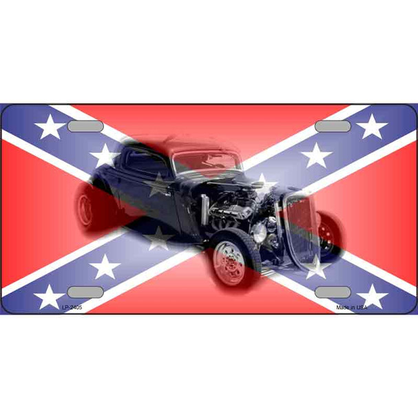 Confederate Flag Hot Rod Wholesale Metal Novelty License Plate