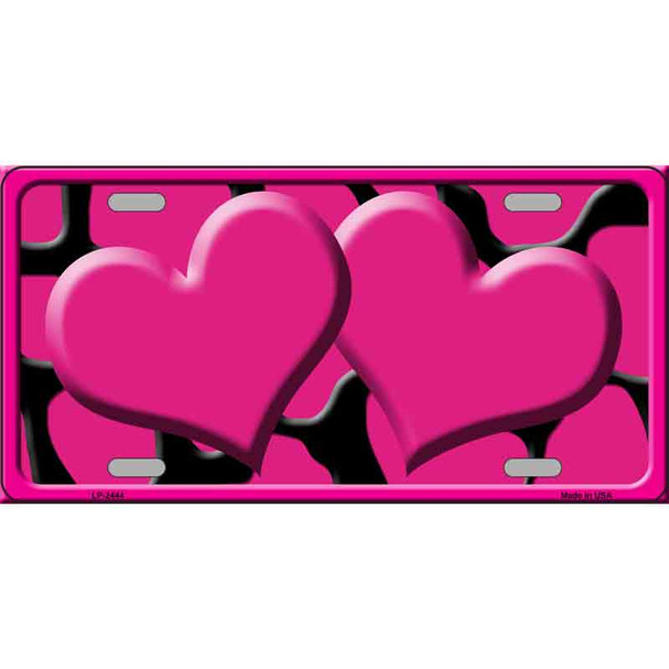 Pink Black Giraffe Pink Centered Hearts Wholesale Novelty License Plate