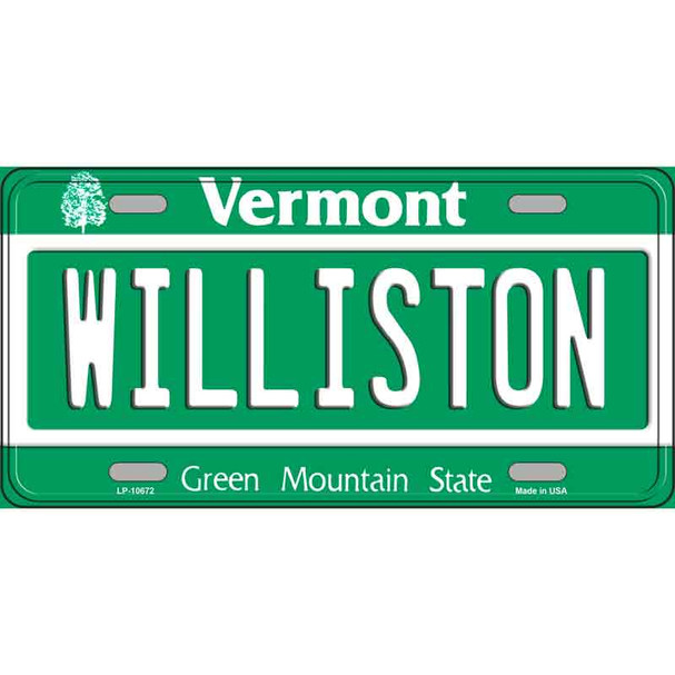 Williston Vermont Wholesale Metal Novelty License Plate