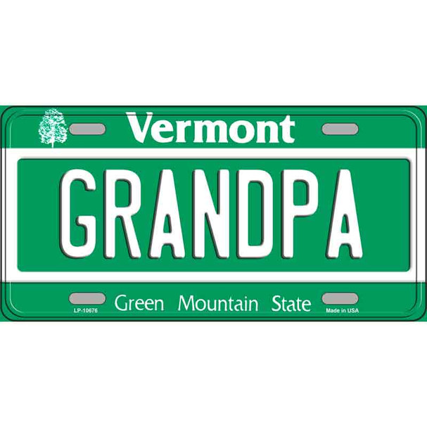 Grandpa Vermont Wholesale Metal Novelty License Plate