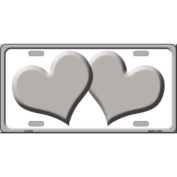 Solid Grey Centered Hearts White Wholesale Novelty License Plate