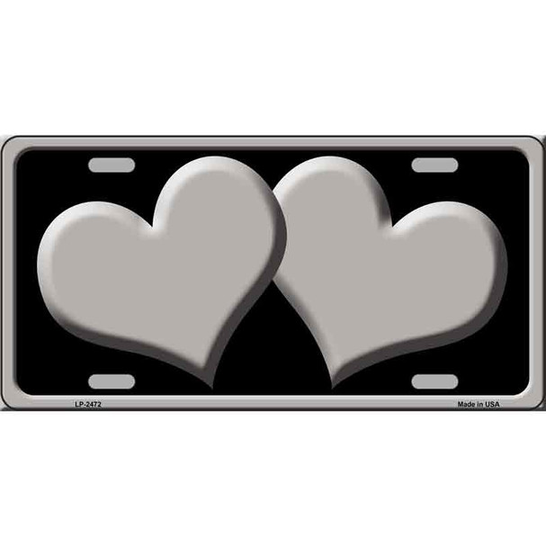 Solid Grey Centered Hearts Black Wholesale Novelty License Plate