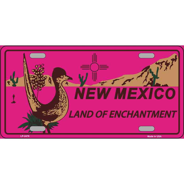 Roadrunner Pink New Mexico Wholesale Metal Novelty License Plate