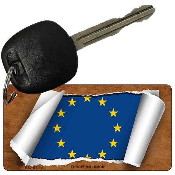 European Union Flag Scroll Wholesale Novelty Key Chain