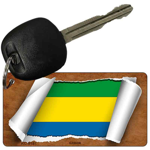 Gabon Flag Scroll Wholesale Novelty Key Chain