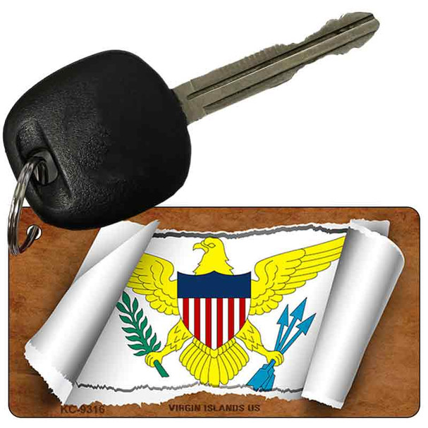 Virgin Islands US Flag Scroll Wholesale Novelty Key Chain