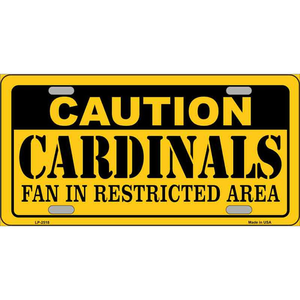Caution Cardinals Wholesale Metal Novelty License Plate