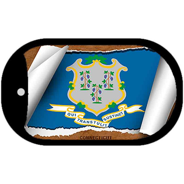 Connecticut State Flag Scroll Dog Tag Kit Wholesale Metal Novelty Necklace