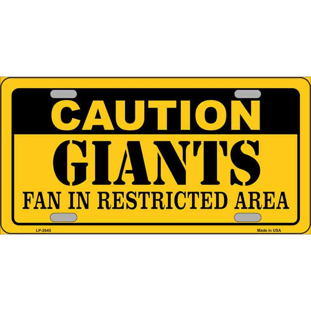 Caution Giants Fan Wholesale Metal Novelty License Plate