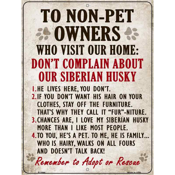 Non-Pet Owners Siberian Husky Parking Sign Wholesale Metal Novelty