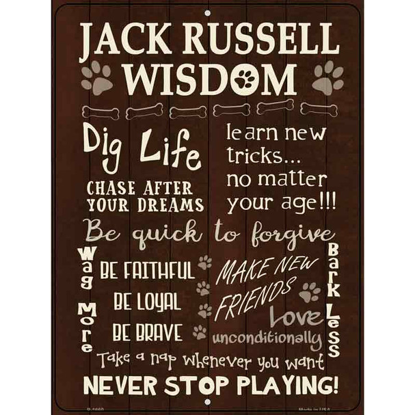 Jack Russell Wisdom Parking Sign Metal Novelty Wholesale