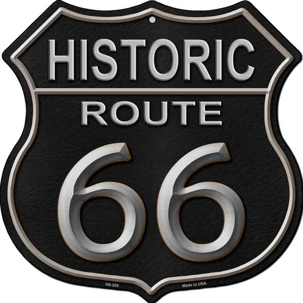 Historic Route 66 Black Leather Metal Novelty Highway Shield Wholesale