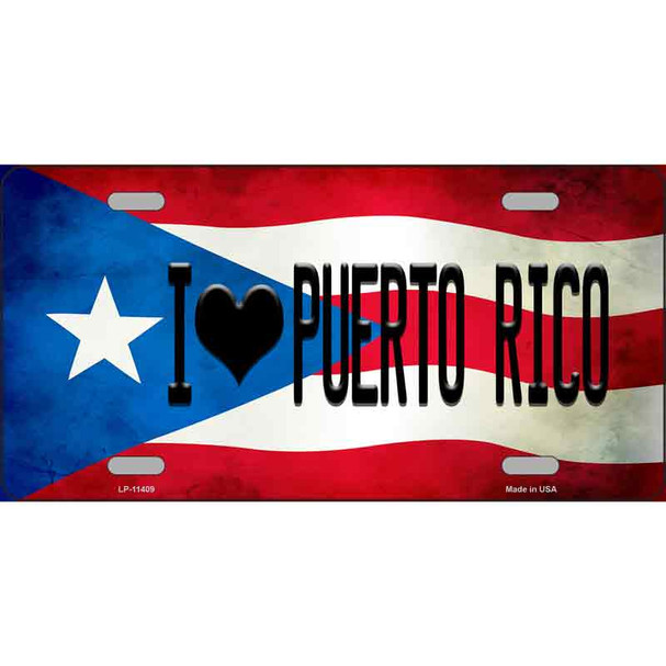 I Love Puerto Rico Flag License Plate Metal Novelty Wholesale