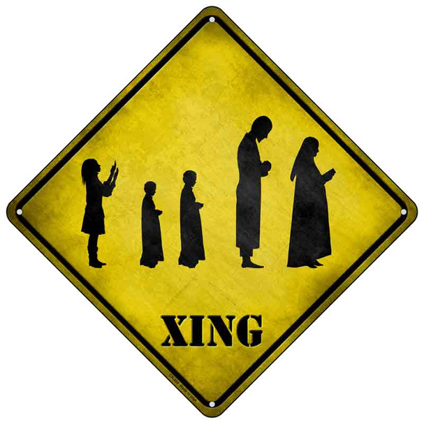 Group Praying Xing Wholesale Novelty Metal Crossing Sign