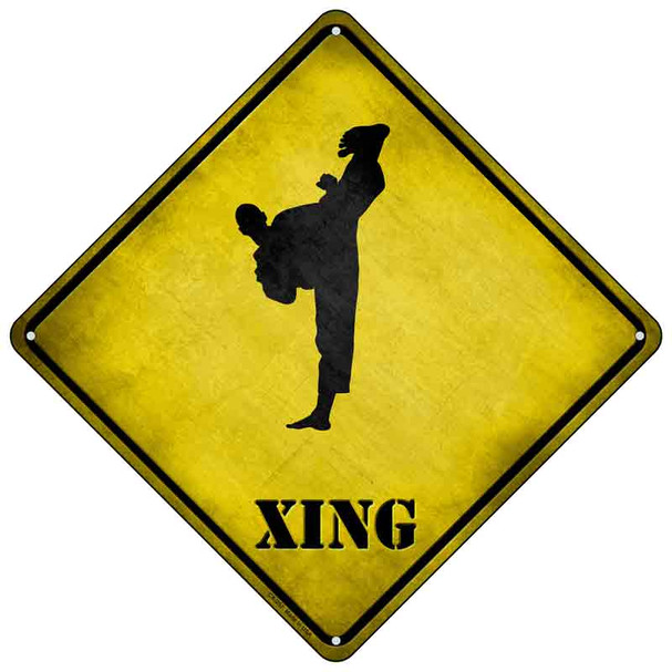 Kung Fu Martial Artist Kicking High Xing Wholesale Novelty Metal Crossing Sign