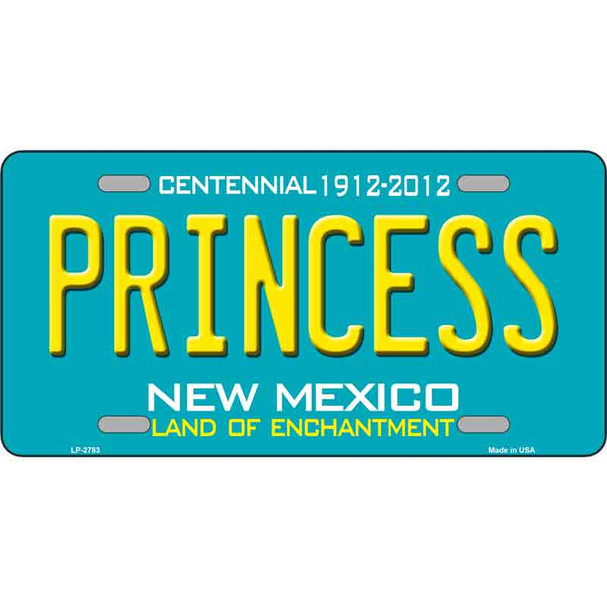 Princess New Mexico Teal Novelty Metal License Plate