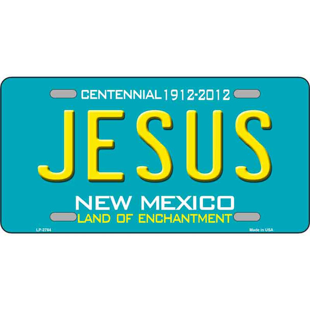 Jesus New Mexico Teal Novelty Metal License Plate