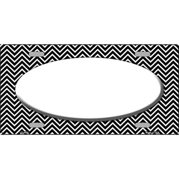 Black White Chevon Center Oval Wholesale Metal Novelty License Plate