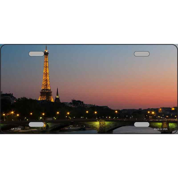 Eiffel Tower Night With River and Bridge Wholesale Novelty Metal License Plate