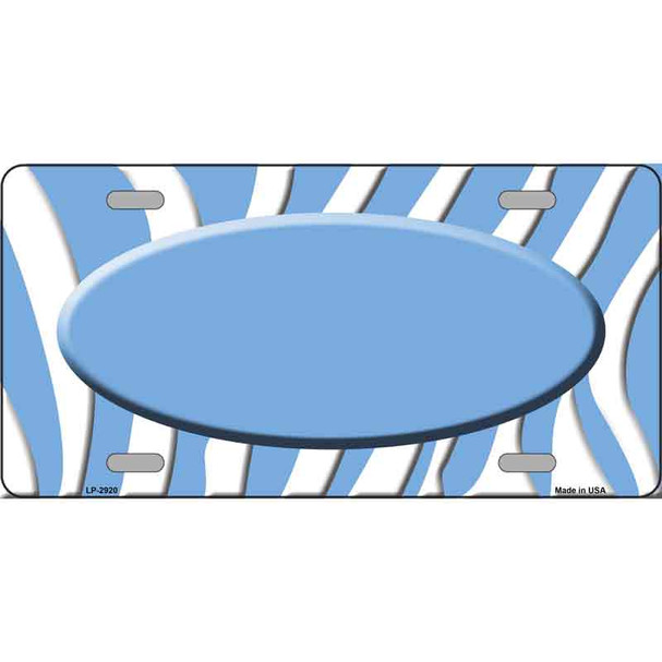 Light Blue White Zebra Light Blue Center Oval Wholesale Metal Novelty License Plate