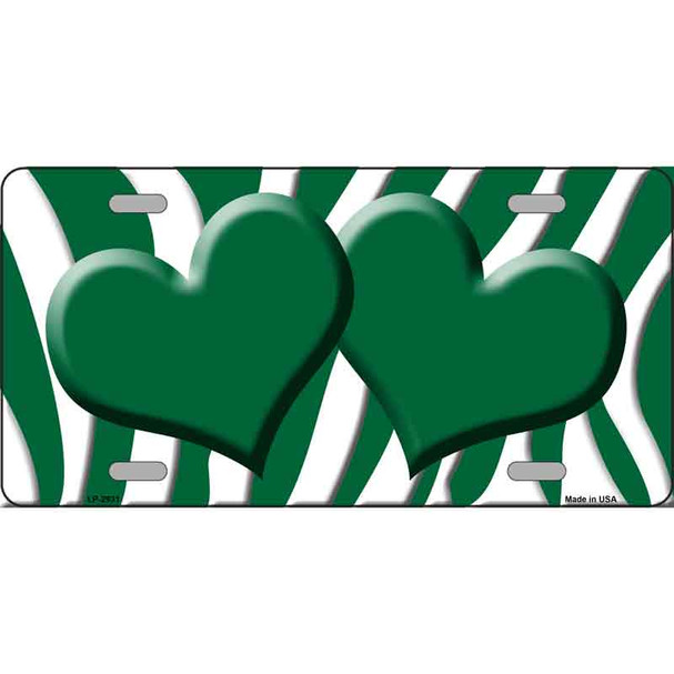 Green White Zebra Green Centered Hearts Wholesale Novelty License Plate