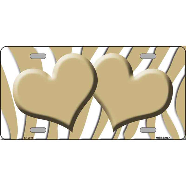 Gold White Zebra Gold Centered Hearts Wholesale Novelty License Plate