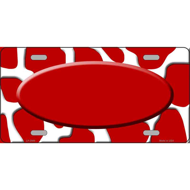 Red White Giraffe Red Center Oval Wholesale Metal Novelty License Plate