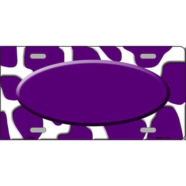 Purple White Giraffe Purple Center Oval Wholesale Metal Novelty License Plate