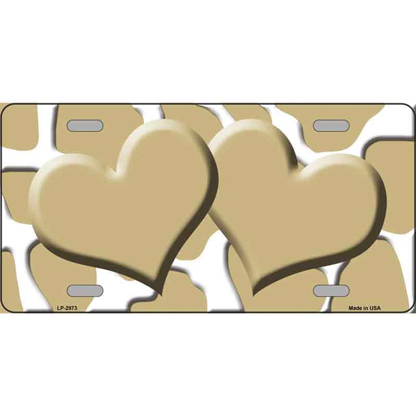 Gold White Giraffe Gold Centered Hearts Wholesale Novelty License Plate