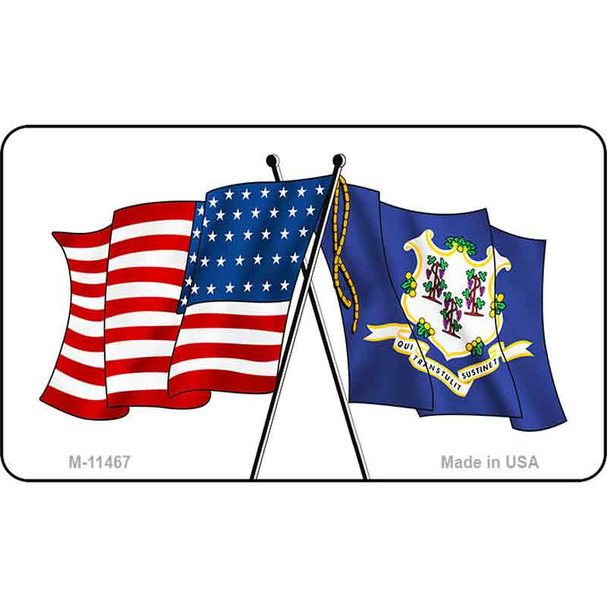 Connecticut Crossed US Flag Wholesale Magnet