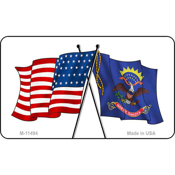 North Dakota Crossed US Flag Wholesale Magnet
