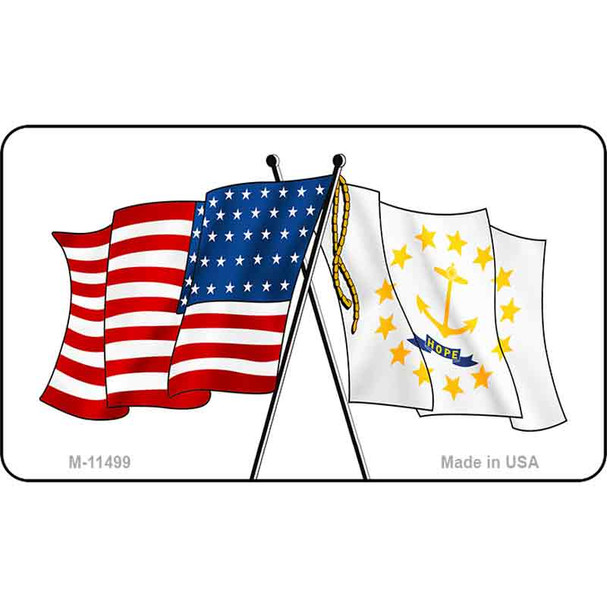 Rhode Island Crossed US Flag Wholesale Magnet