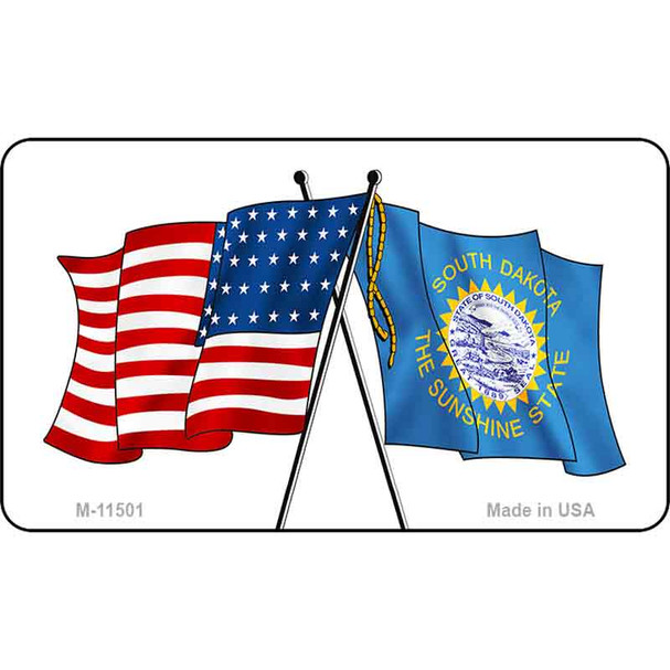 South Dakota Crossed US Flag Wholesale Magnet