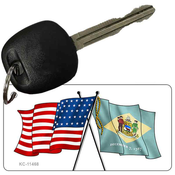 Delaware Crossed US Flag Wholesale Key Chain