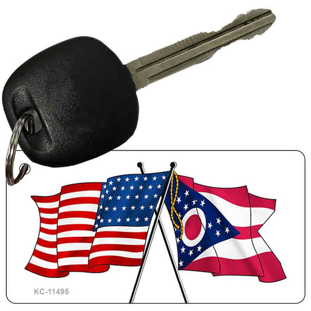 Ohio Crossed US Flag Wholesale Key Chain