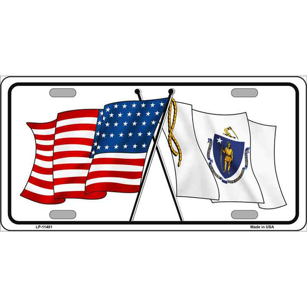 Massachusetts Crossed US Flag Wholesale License Plate