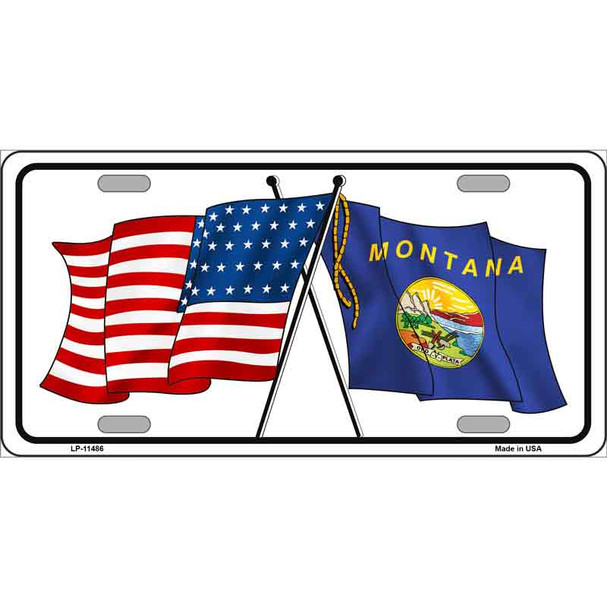 Montana Crossed US Flag Wholesale License Plate