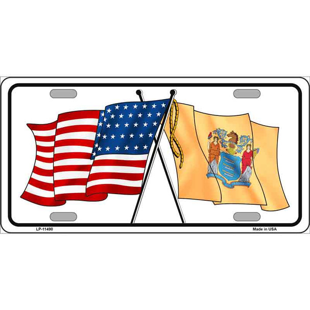 New Jersey Crossed US Flag Wholesale License Plate