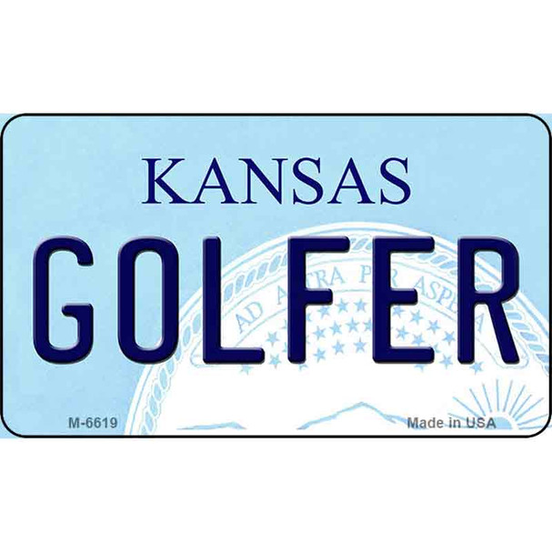 Golfer Kansas State License Plate Novelty Wholesale Magnet M-6619