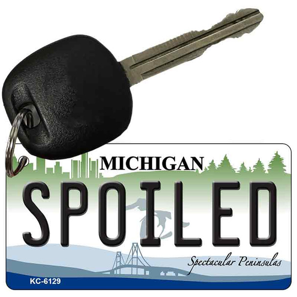 Spoiled Michigan State License Plate Novelty Wholesale Key Chain