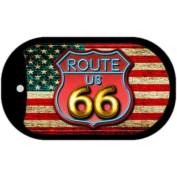 Route 66 American Flag Neon Novelty Wholesale Dog Tag Necklace