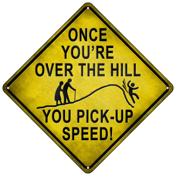 Over The Hill Xing Novelty Wholesale Crossing Sign