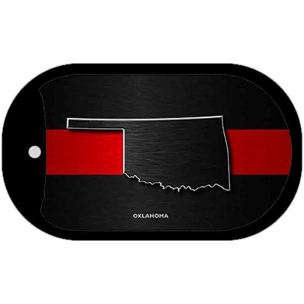 Oklahoma Thin Red Line Novelty Wholesale Dog Tag Necklace