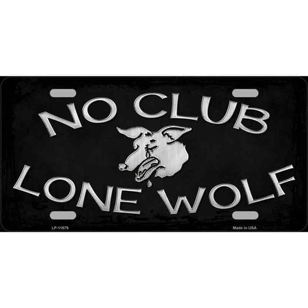 No Club Lone Wolf Wholesale Novelty License Plate