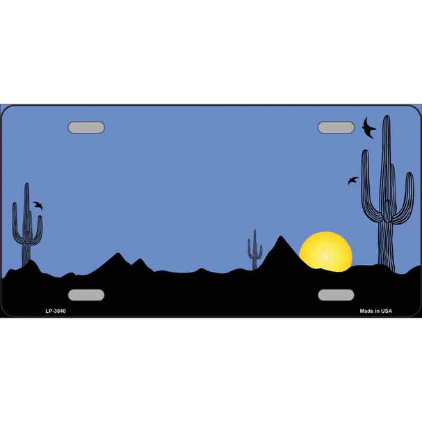 Southwest Cactus Sunrise Blue Wholesale Metal Novelty License Plate