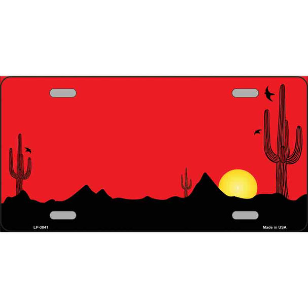 Southwest Cactus Sunrise Red Wholesale Metal Novelty License Plate