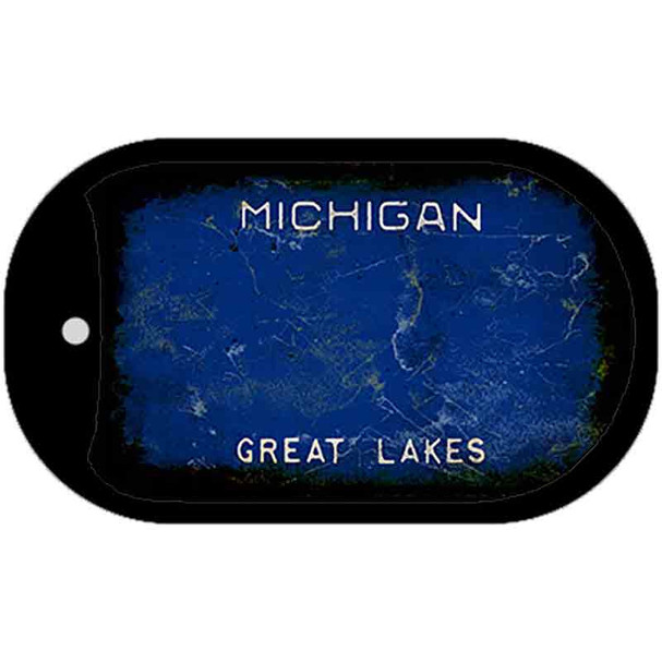Michigan Great Lakes Rusty Blank Wholesale Dog Tag Necklace